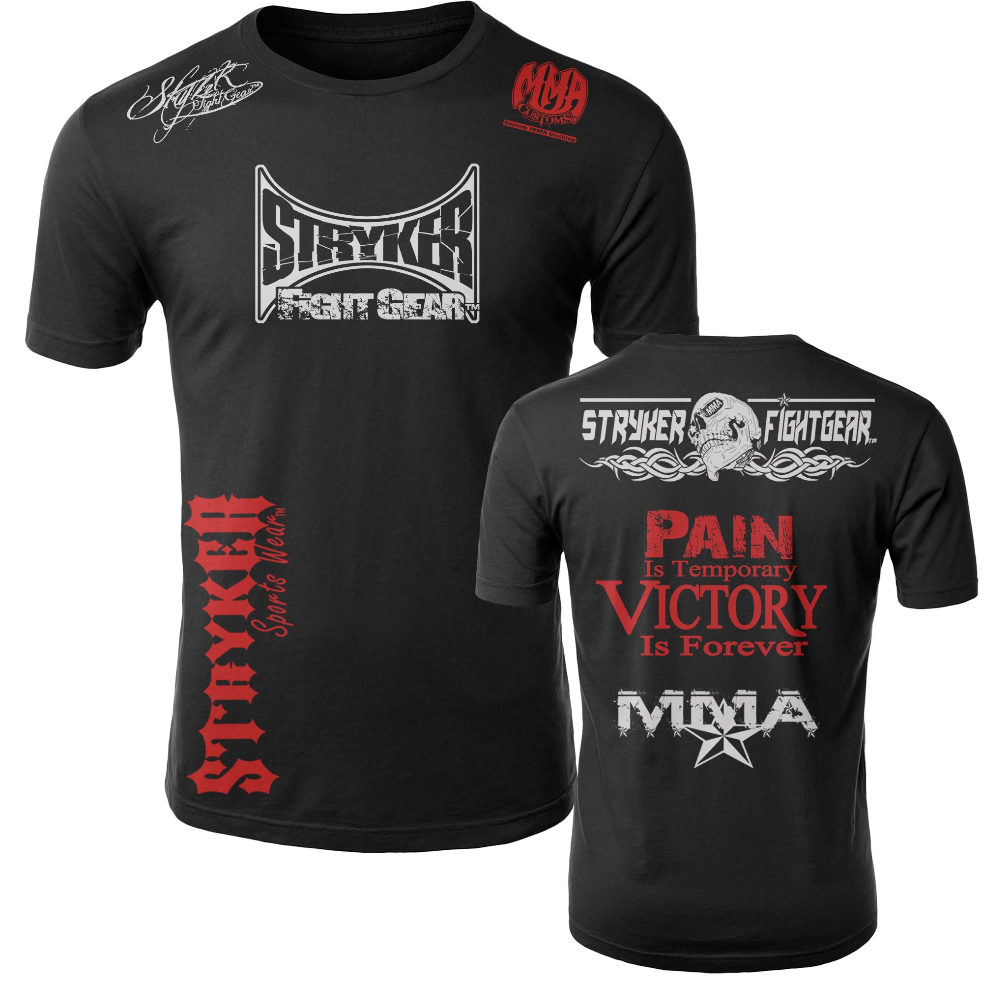  Stryker Fight Gear Pain is Temporary Victory is Forever MMA  Camiseta adulta negro - blanco verde Logos (5XL)